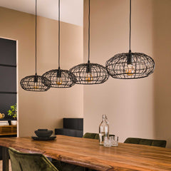 Hanglamp met 4 Lampen Connect XL - 170x34x150 cm - Zwart Bruin