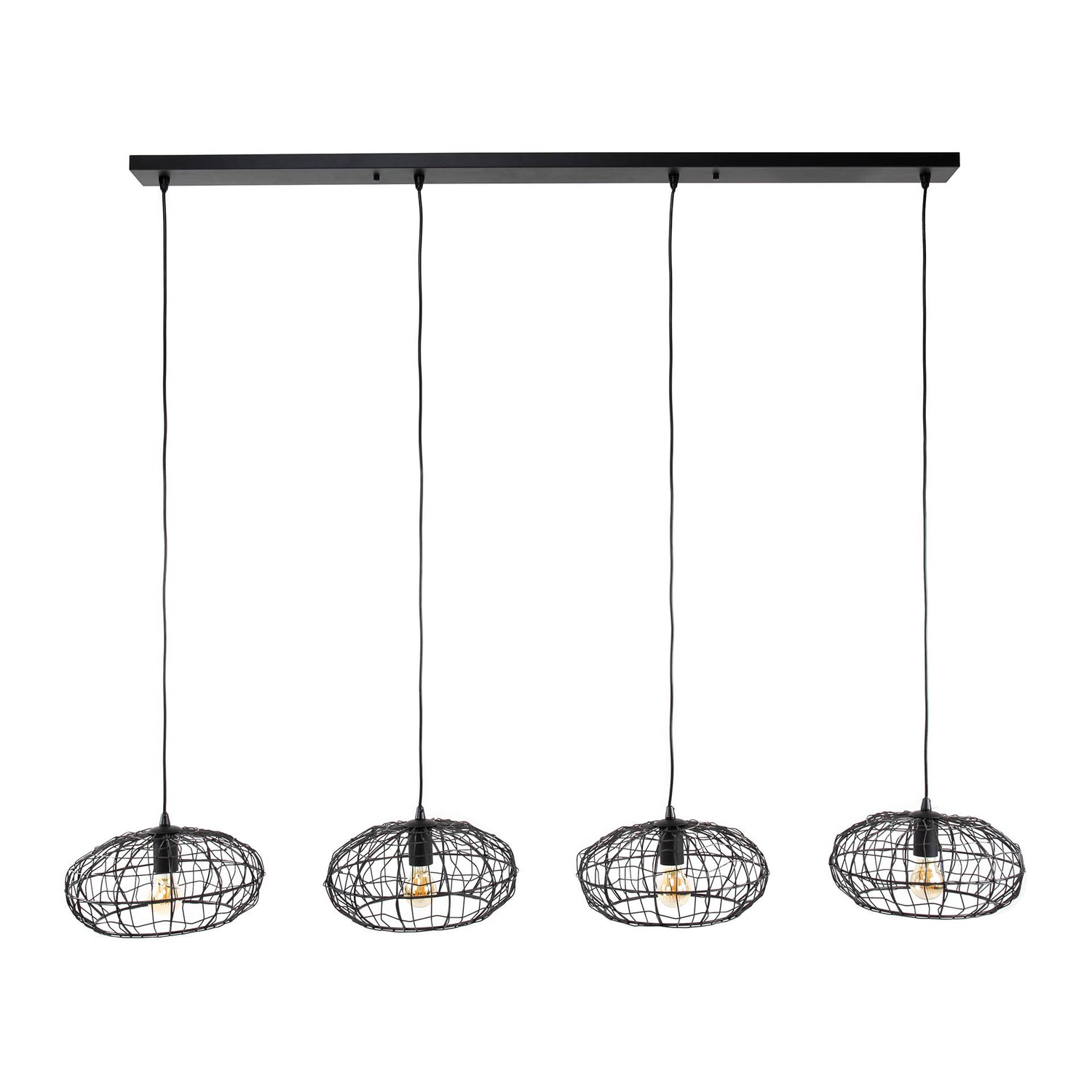 Hanglamp met 4 Lampen Connect XL - 170x34x150 cm - Zwart Bruin