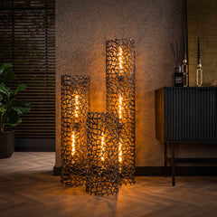Vloerlamp Ø25 Weaver Cylinder - 25x25x61 cm - Zwart Nikkel