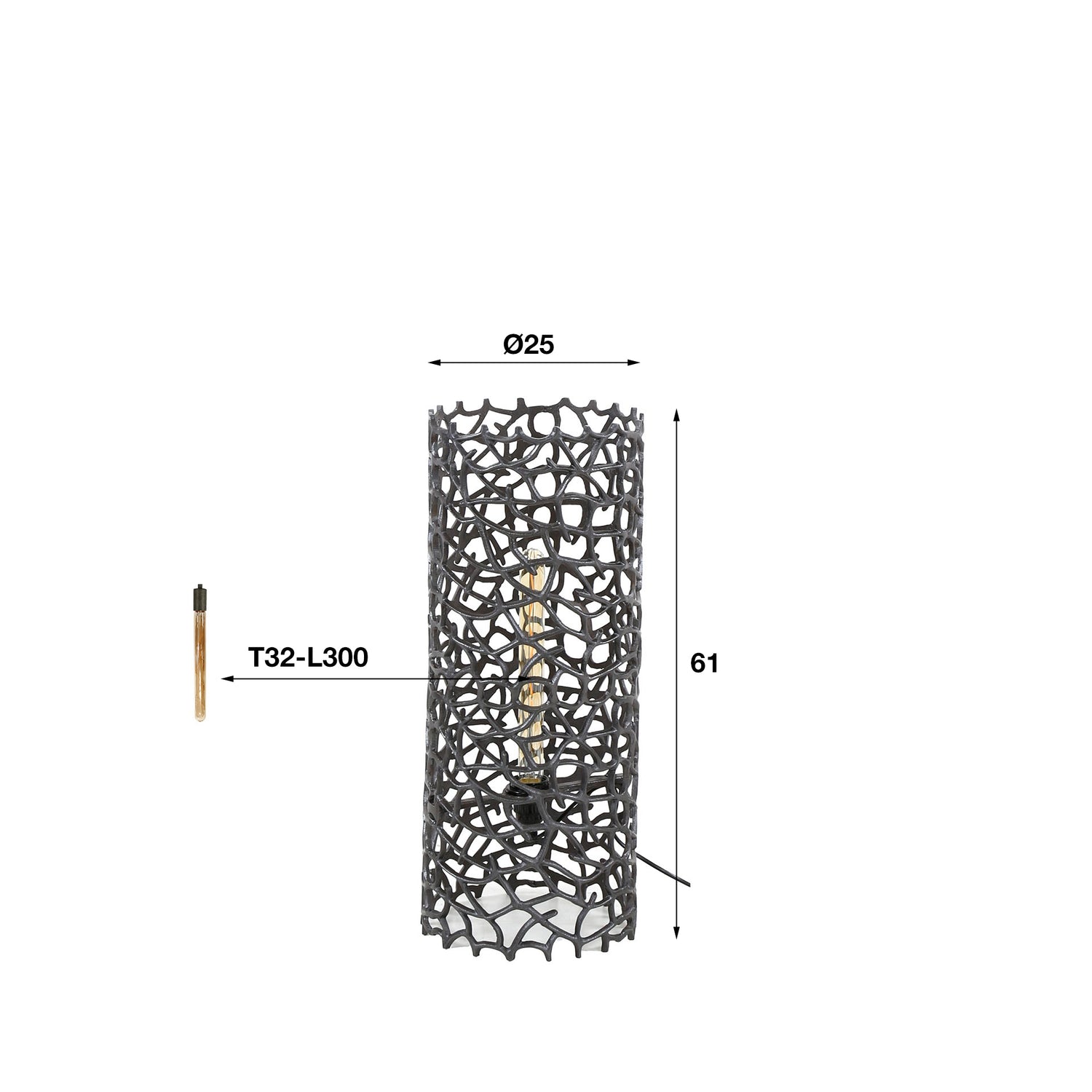 Vloerlamp Ø25 Weaver Cylinder - 25x25x61 cm - Zwart Nikkel