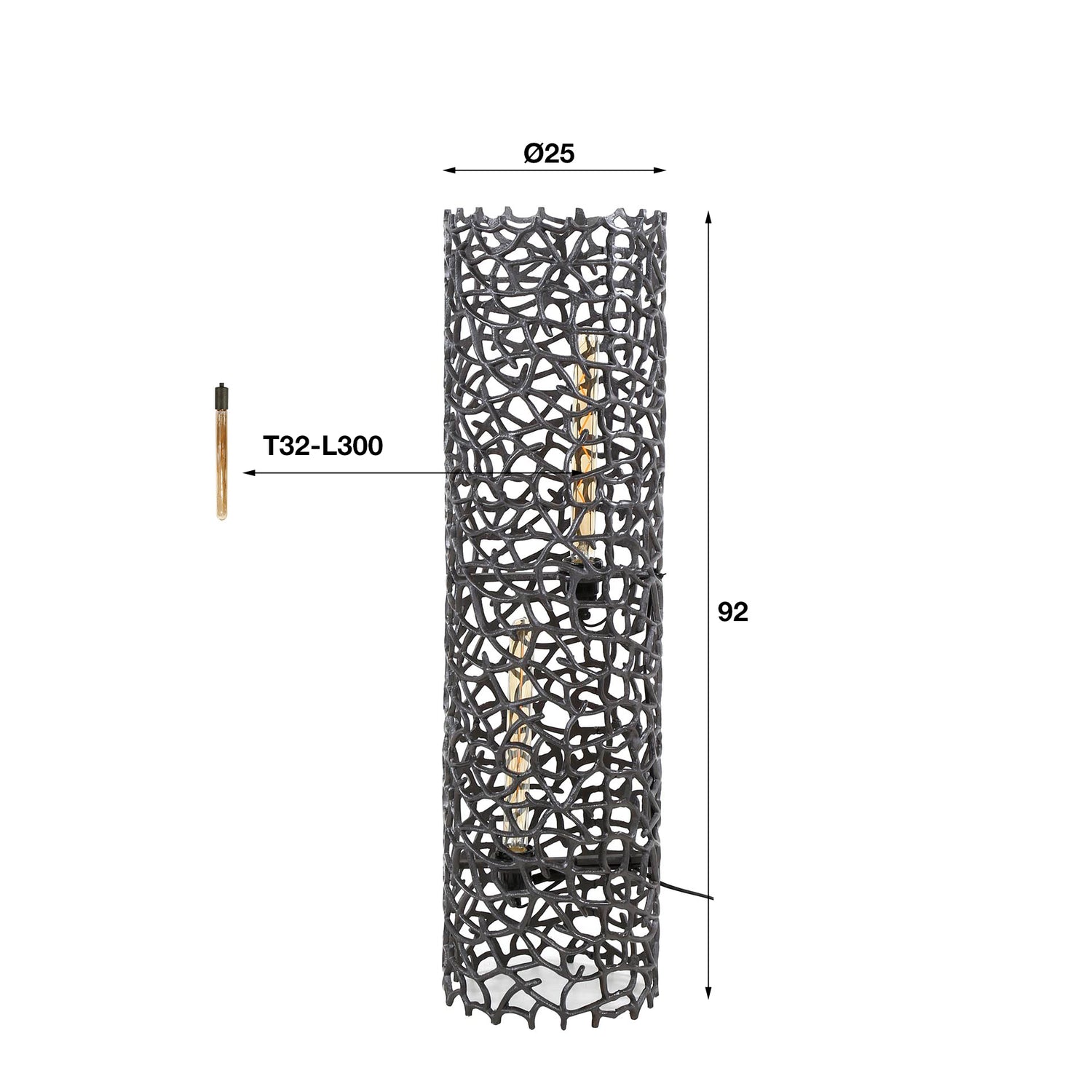 Vloerlamp Ø25 Weaver Cylinder L - 25x25x92 cm - Zwart Nikkel