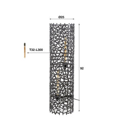 Vloerlamp Ø25 Weaver Cylinder L - 25x25x92 cm - Zwart Nikkel