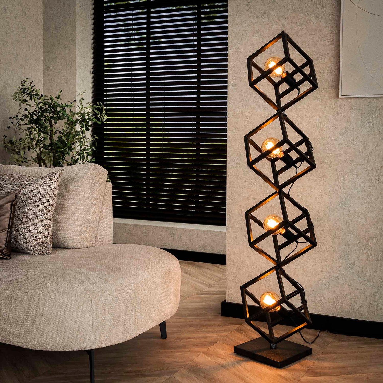 Vloerlamp 4L Kubus - 35x35x150 cm - Charcoal