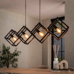 Hanglamp met 4 Lampen Kubus - 150x35x150 cm - Charcoal