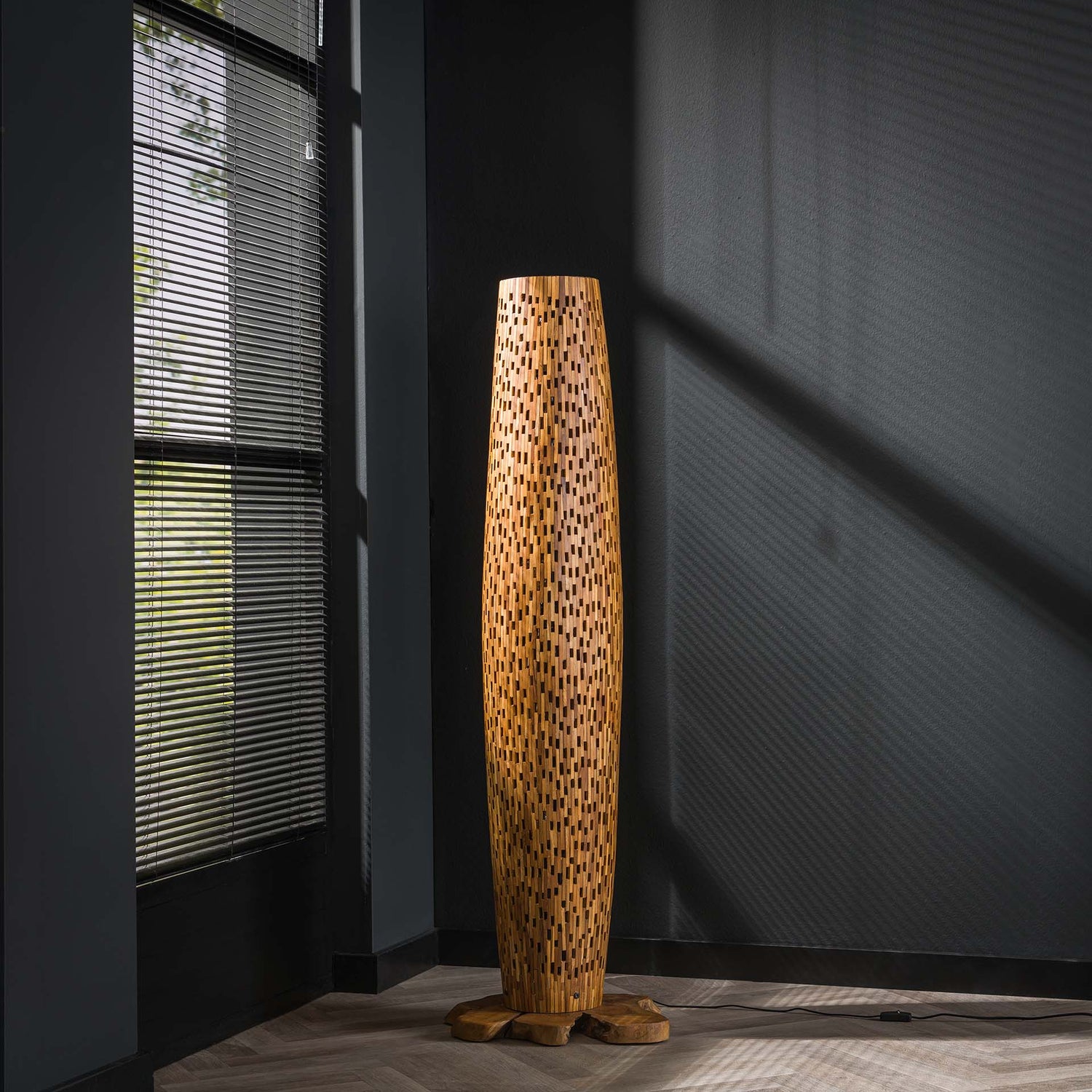 Vloerlamp M Bars - 40x40x145 cm - Teakhout