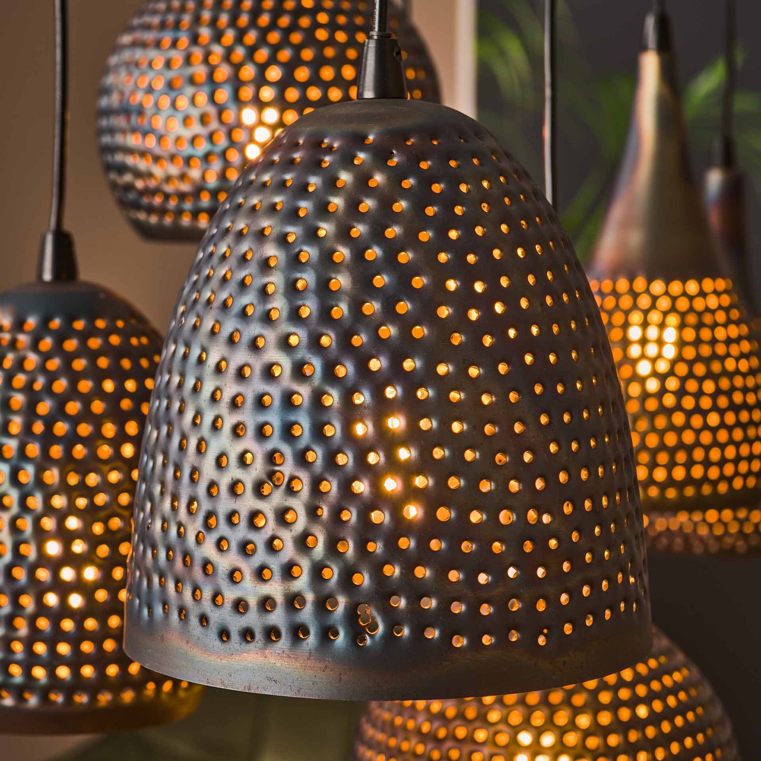 Hanglamp met 7 Lampen Punch Mix - 100x45x150 cm - Zwart Bruin