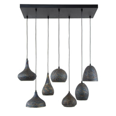 Hanglamp met 7 Lampen Punch Mix - 100x45x150 cm - Zwart Bruin
