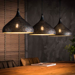 Hanglamp met 3 Lampen Punch Trechter - 135x32x150 cm - Zwart Bruin