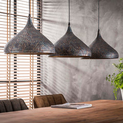 Hanglamp met 3 Lampen Punch Trechter - 135x32x150 cm - Zwart Bruin