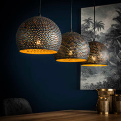 Hanglamp met 3 lampen punch bol - 110x25x150 cm - Zwart Bruin