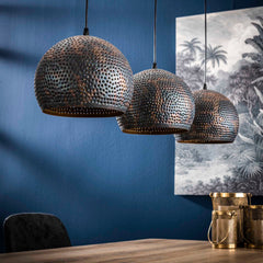 Hanglamp met 3 lampen punch bol - 110x25x150 cm - Zwart Bruin