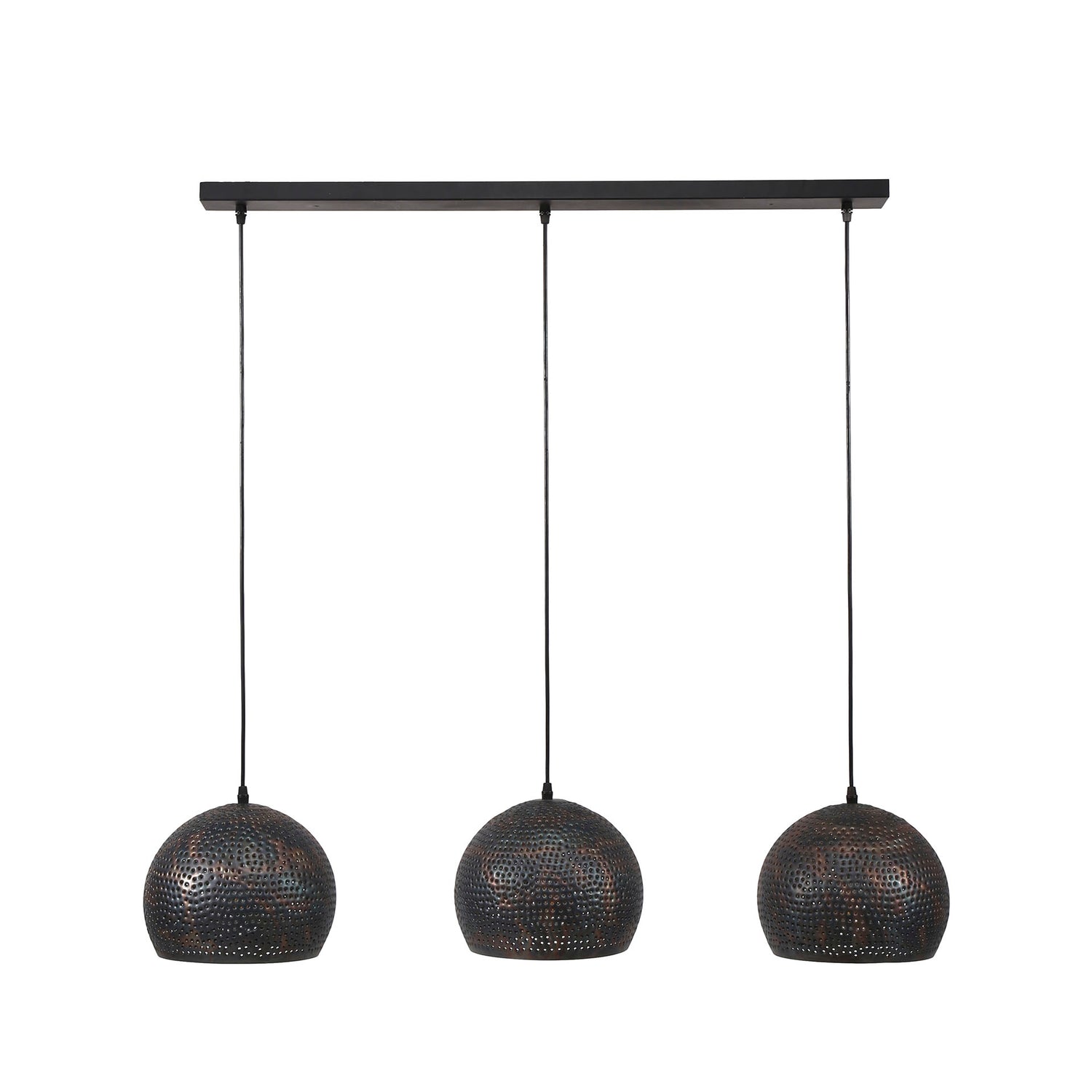 Hanglamp met 3 lampen punch bol - 110x25x150 cm - Zwart Bruin