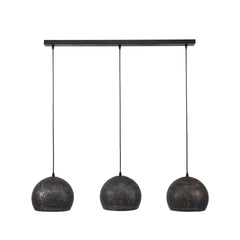 Hanglamp met 3 lampen punch bol - 110x25x150 cm - Zwart Bruin