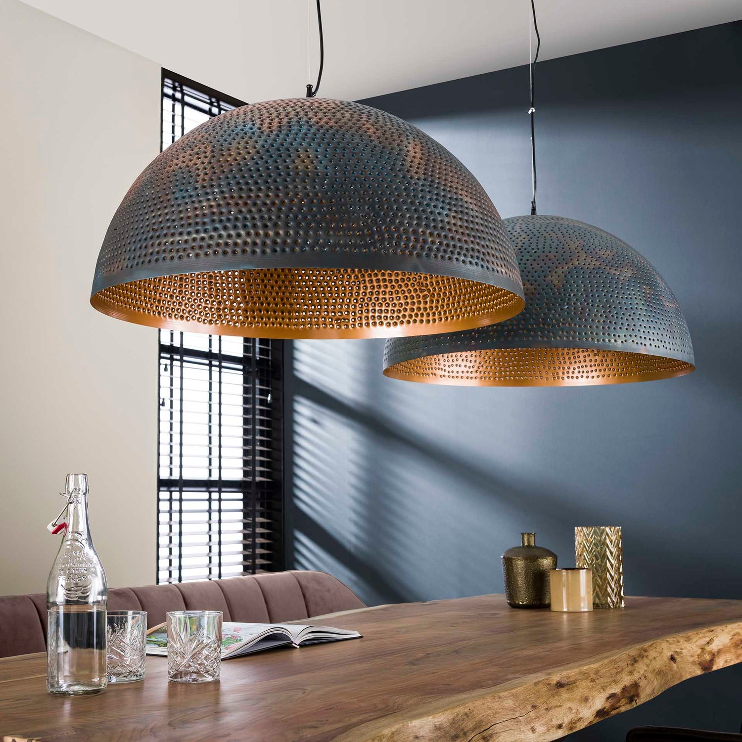Hanglamp Ø70 Punch - 70x70x150 cm - Zwart Bruin