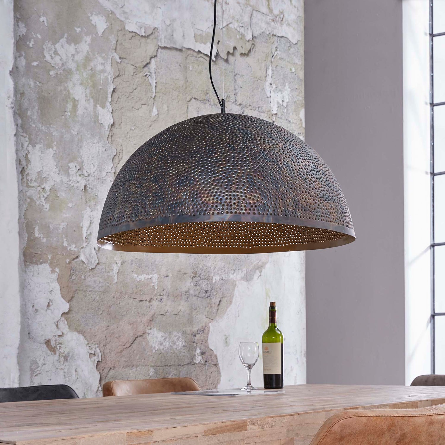 Hanglamp Ø70 Punch - 70x70x150 cm - Zwart Bruin