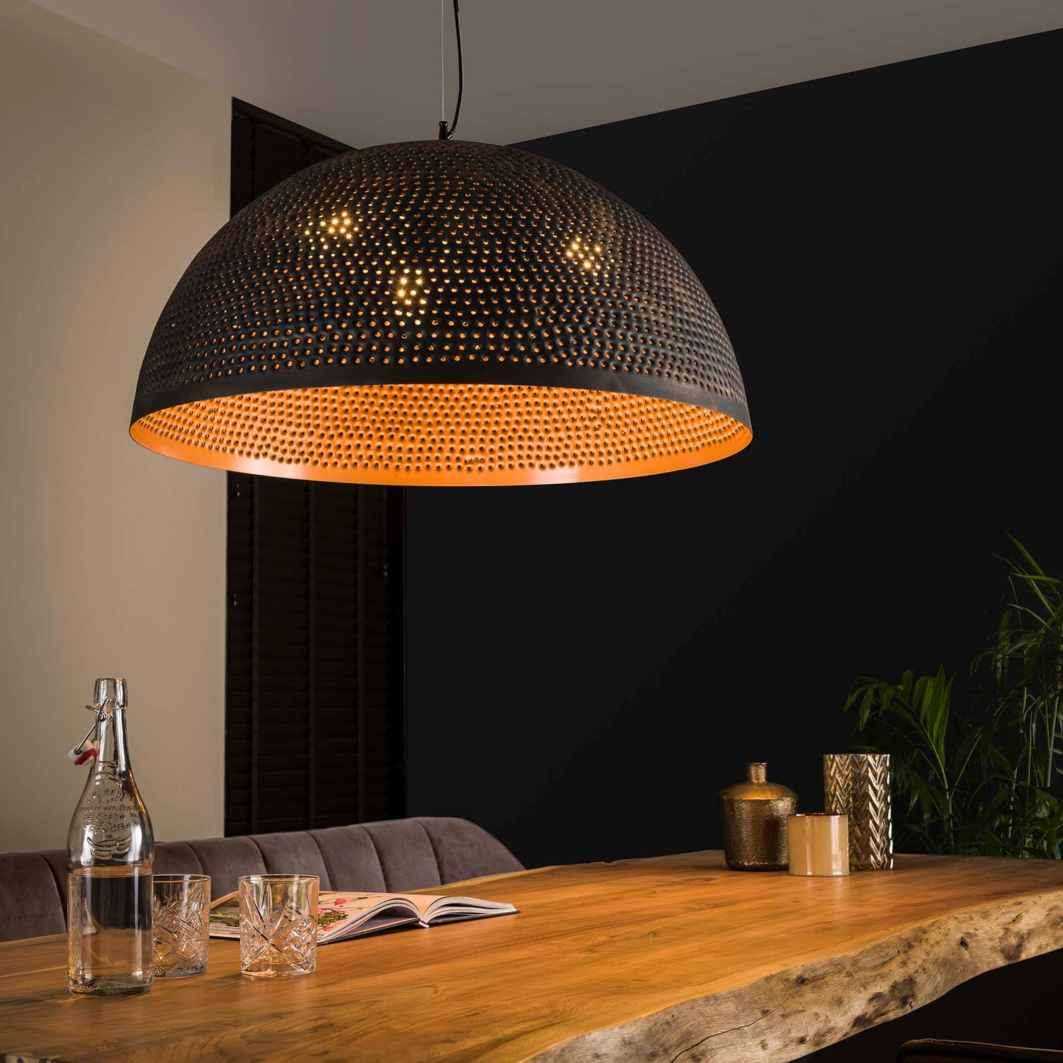 Hanglamp Ø70 Punch - 70x70x150 cm - Zwart Bruin