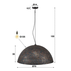 Hanglamp Ø70 Punch - 70x70x150 cm - Zwart Bruin