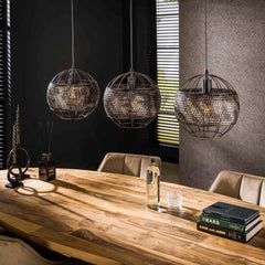 Hanglamp met 3 Lampen armor open - 110x30x150 cm - Zwart Bruin