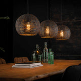 Hanglamp met 3 Lampen Ø26 Armor Half Rond - 128x26x150 cm - Zwart Bruin