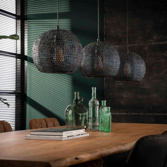 Hanglamp met 3 Lampen Ø26 Armor Half Rond - 128x26x150 cm - Zwart Bruin