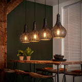 Hanglamp met 4 Lampen Armor Kegel - 140x25x150 cm - Zwart Bruin
