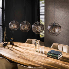 Hanglamp met 4 Lampen Ø25 Armor Open - 135x25x150 cm - Zwart Bruin
