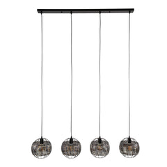 Hanglamp met 4 Lampen Ø25 Armor Open - 135x25x150 cm - Zwart Bruin