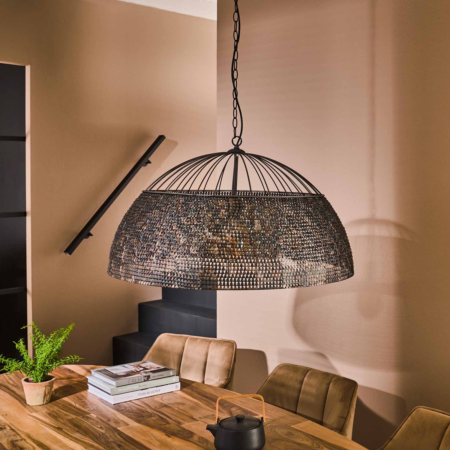Hanglamp Ø80 Armor - 80x80x150 cm - Zwart Bruin