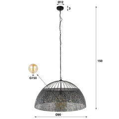 Hanglamp Ø80 Armor - 80x80x150 cm - Zwart Bruin