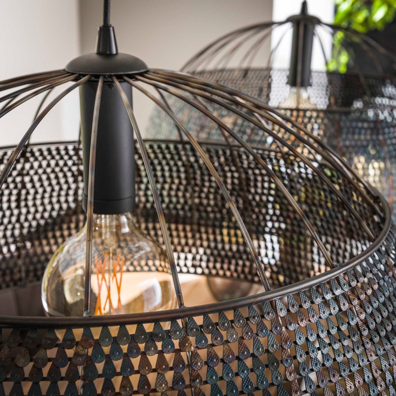 Hanglamp met 2 lampen Armor Ø60 - 140x60x150 cm - Zwart Bruin