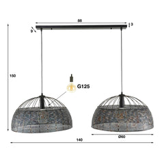 Hanglamp met 2 lampen Armor Ø60 - 140x60x150 cm - Zwart Bruin
