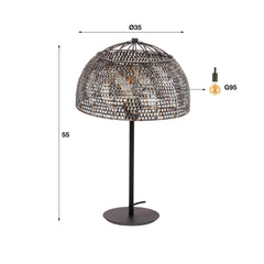 Tafellamp Ø35 Armor Open - 35x35x55 cm - Zwart Bruin