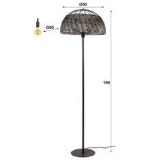 Vloerlamp Ø50 Armor Open - 50x50x164 cm - Zwart Bruin