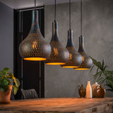Hanglamp met 4 Lampen Punch Kegel - 130x25x150 cm - Zwart Bruin