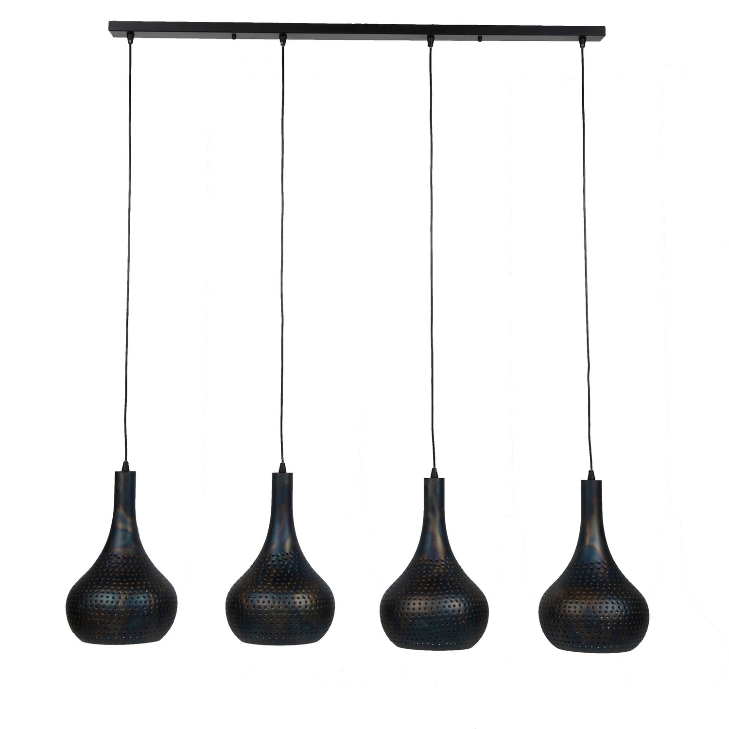 Hanglamp met 4 Lampen Punch Kegel - 130x25x150 cm - Zwart Bruin