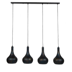Hanglamp met 4 Lampen Punch Kegel - 130x25x150 cm - Zwart Bruin