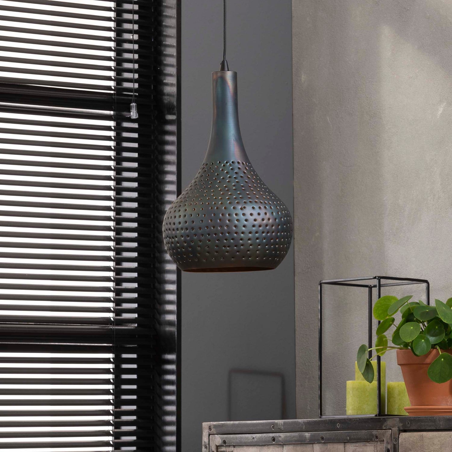 Hanglamp met 1 lamp industry concrete kegel - 25x25x150 cm - Zwart Bruin