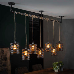 Hanglamp met 7 Lampen Twist Wikkel XL - 175x15x150 cm - Slate Grey