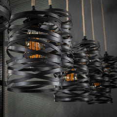 Hanglamp met 7 Lampen Twist Wikkel XL - 175x15x150 cm - Slate Grey