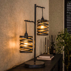 Tafellamp met 2 lamp spindle - 37x23x70 cm - Slate Grey