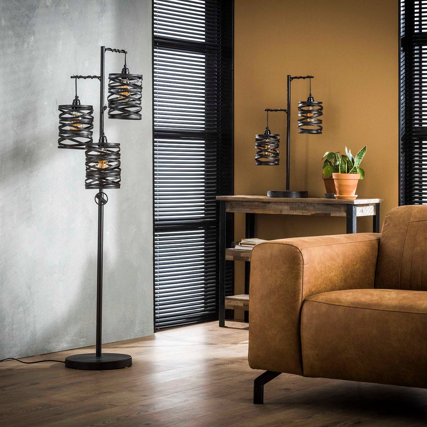Vloerlamp 3L Spindle - 37x29x150 cm - Slate Grey