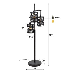 Vloerlamp 3L Spindle - 37x29x150 cm - Slate Grey