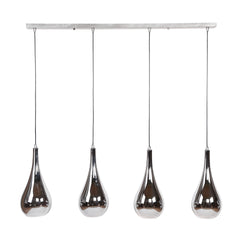 Hanglamp met 4 lampen silver drop glass - 130x20x150 cm - Chromed - Glas