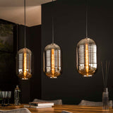 Hanglamp met 3 lampen tub chromed glass - 105x22x150 cm - Artic Zwart - Glas