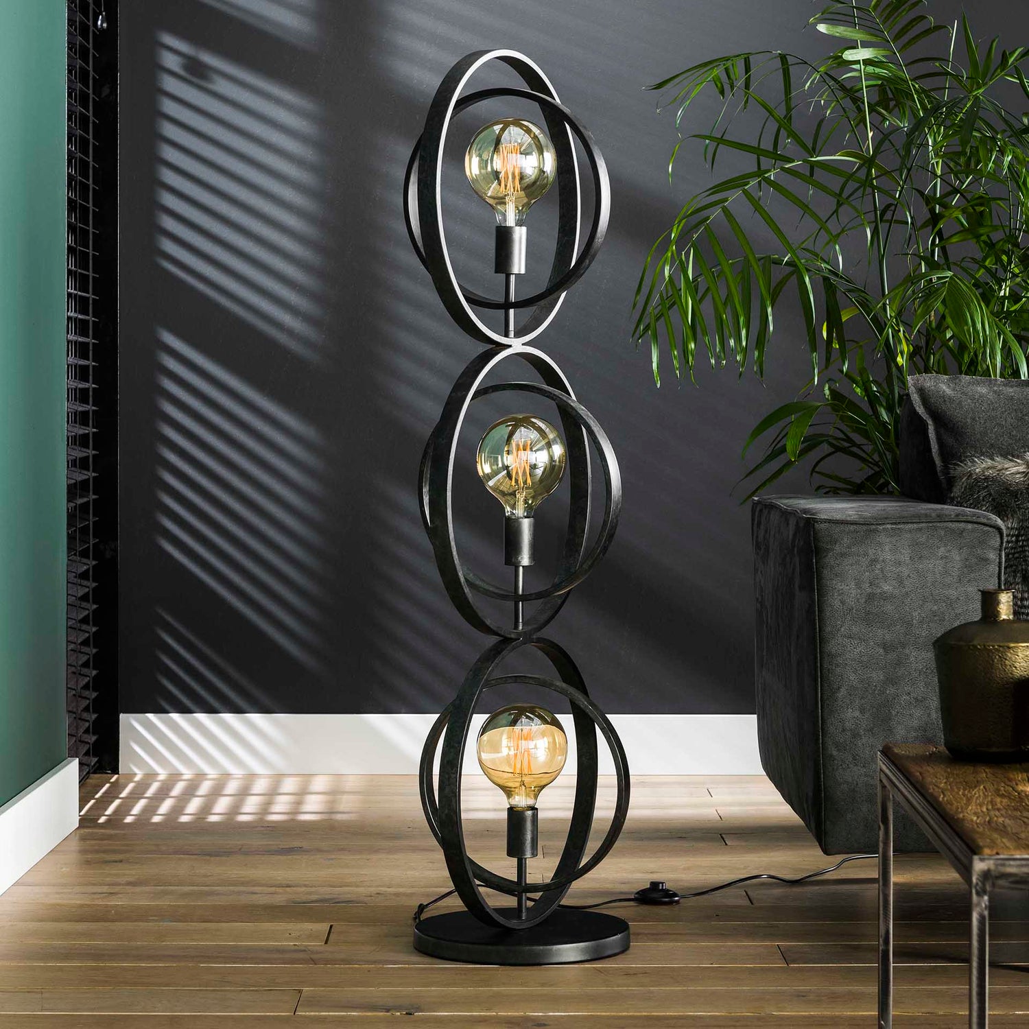 Vloerlamp met 3 lampen Turn Around - 40x30x124 cm - Charcoal