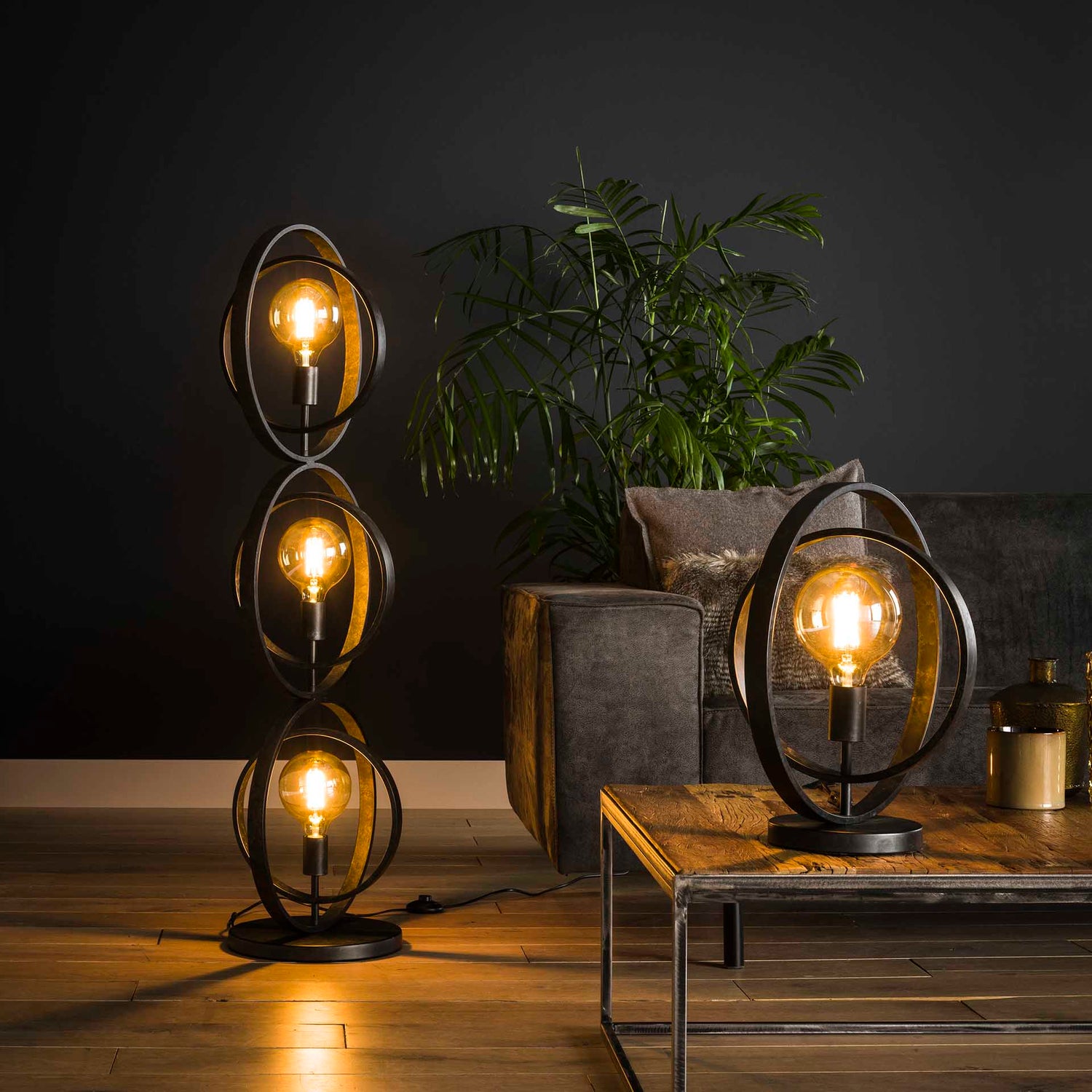Vloerlamp met 3 lampen Turn Around - 40x30x124 cm - Charcoal