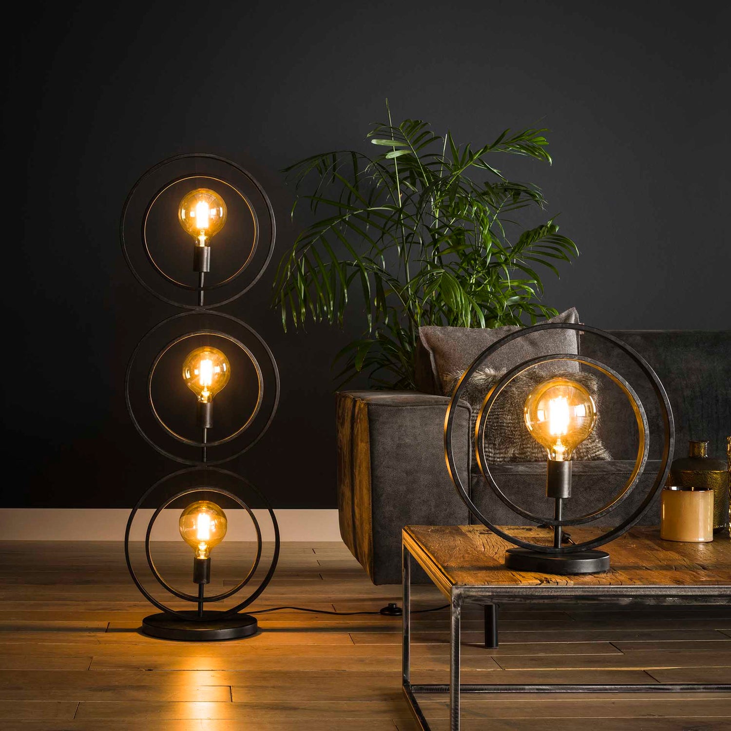 Vloerlamp met 3 lampen Turn Around - 40x30x124 cm - Charcoal