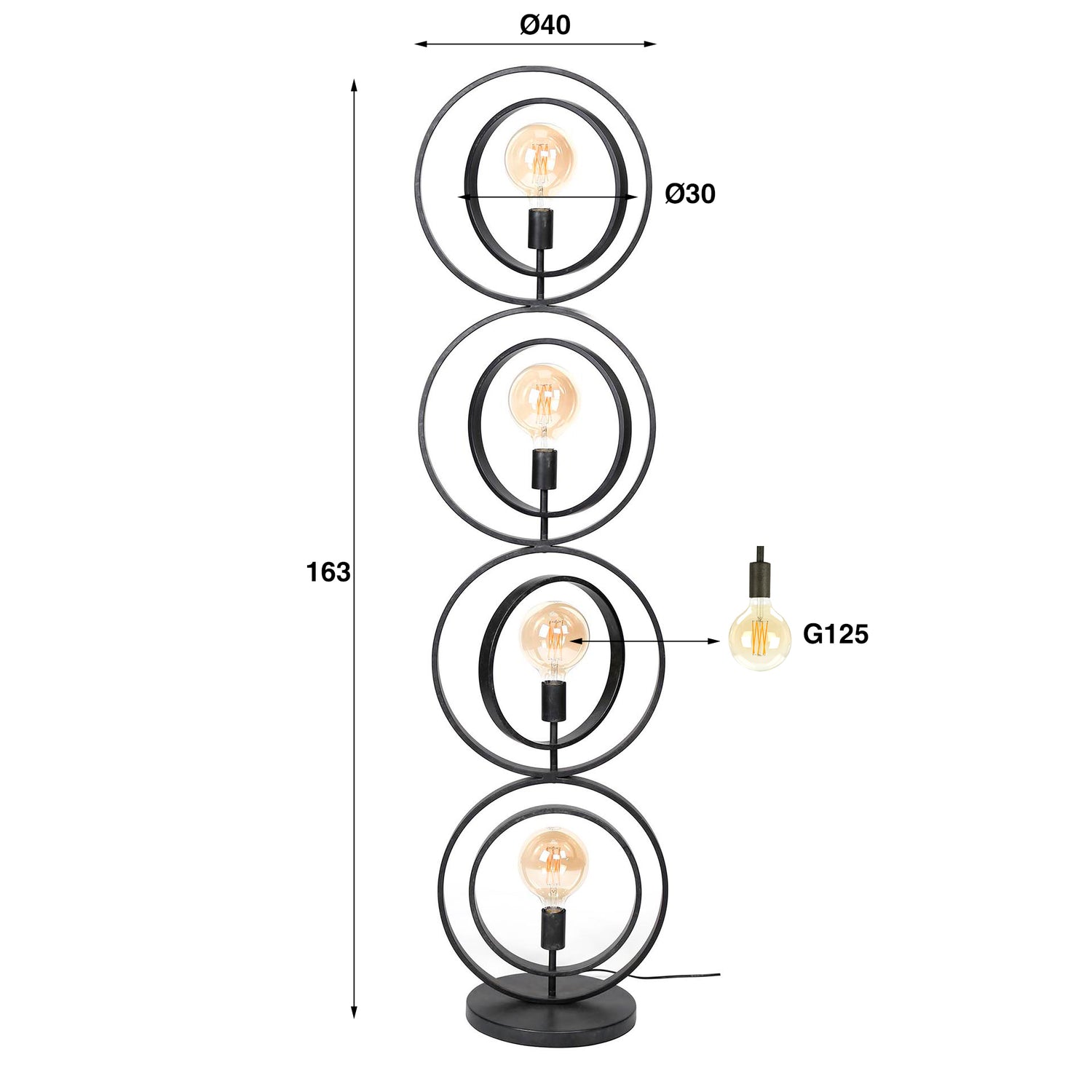 Vloerlamp 4L Turn Around XL - 40x30x163 cm - Charcoal
