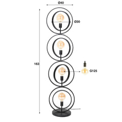 Vloerlamp 4L Turn Around XL - 40x30x163 cm - Charcoal