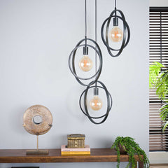 Hanglamp met 3 lampen Turn around getrapt - 40x40x150 cm - Charcoal